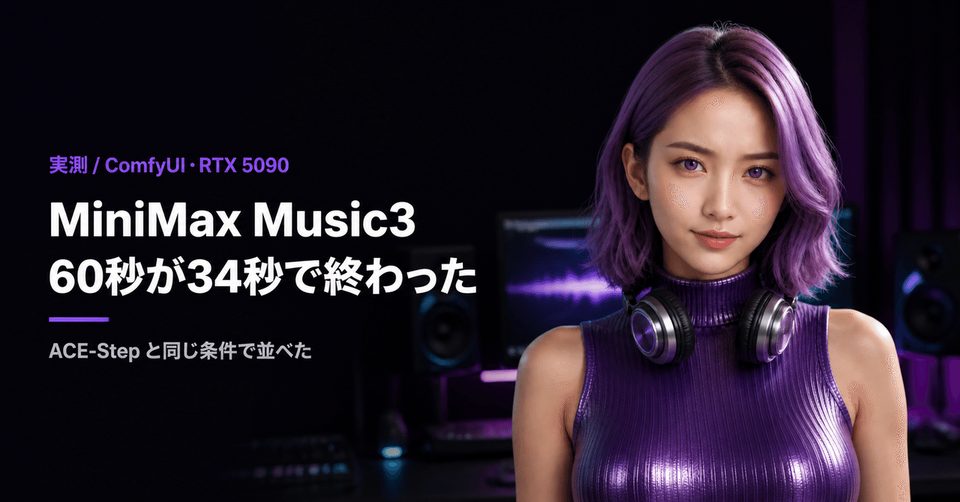 【MiniMax Music3】開放重みの音楽モデルを RTX 5090 で回したら、6 倍おそくて尺の指定が効かなかった話